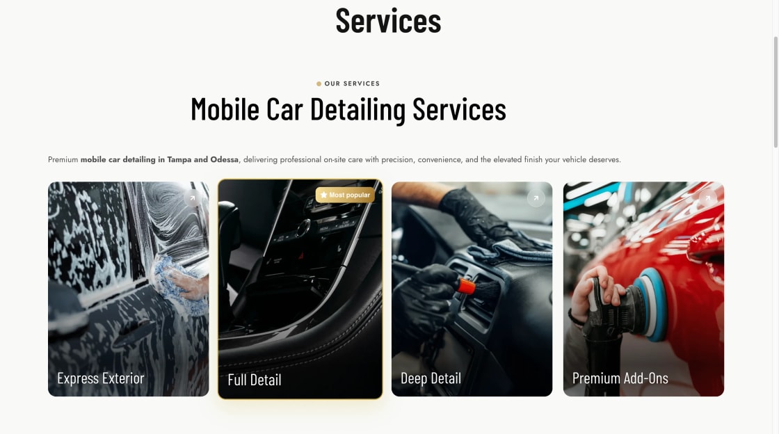 Services Page Desktop View