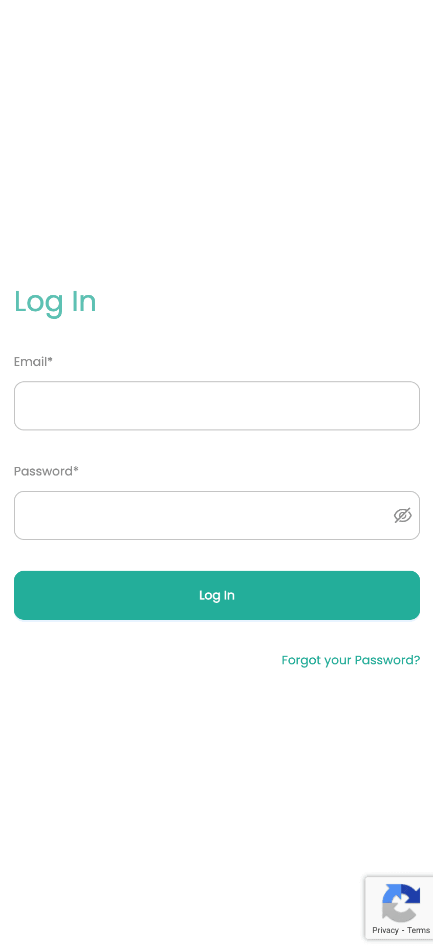 Login Page Mobile View