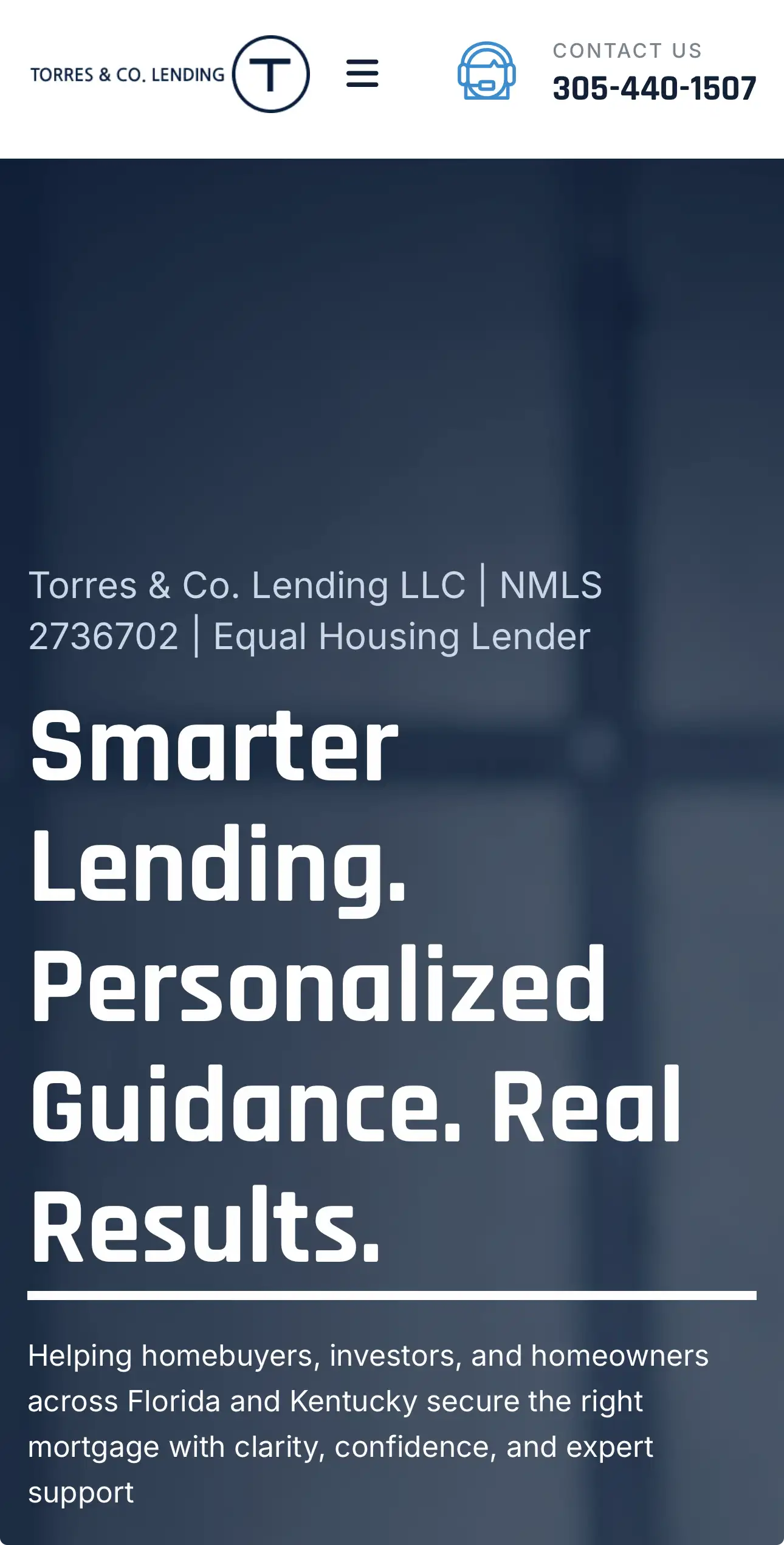Home Page Mobile View