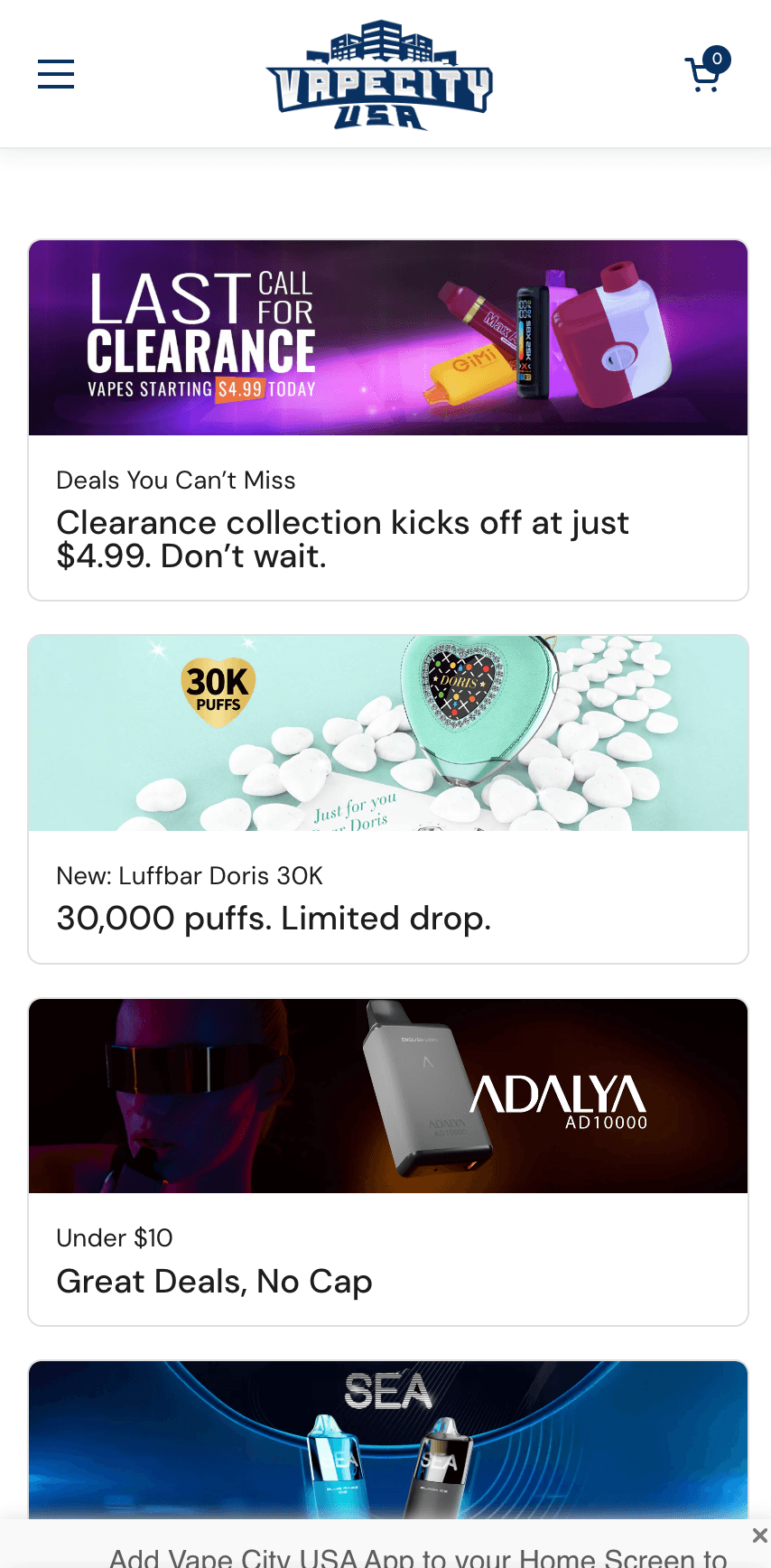 Home Page Mobile View